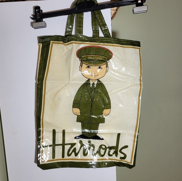 ❤️ 3 for $35 vintage Harrods concierge man london large vinyl tote shopper bag - Picture 2 of 3